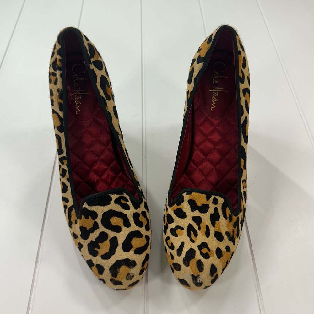Cole Haan Leopard Calf Hair Chunky Block Heel Pumps